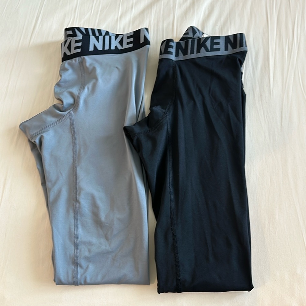 2 Nike Men’s Dri-Fit Leggings/Tights Grey, Black, Size Medium